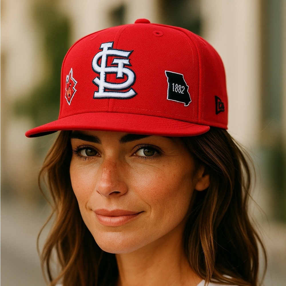 Red St. Louis Cardinals Baseball Cap with Embroidered Logos